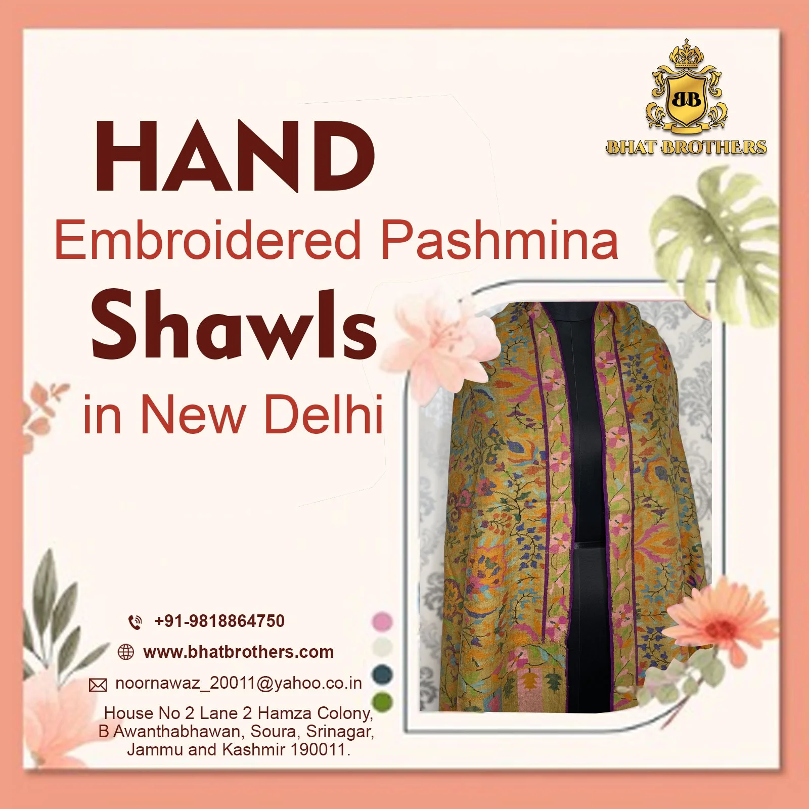 Genuine Pashmina Shawls at Bhat Brothers Delhi NCR showroom