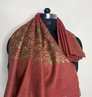 Pure Pashmina Zari Reversible Shawl in natural cream with gold border