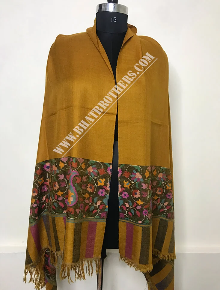 Luxurious Yellow Floral Cashmere Pashmina Shawl Delhi India