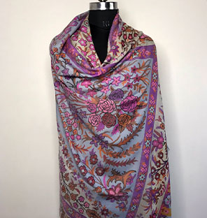 Natural Kani Hand Weave Pure Pashmina Long Shawl