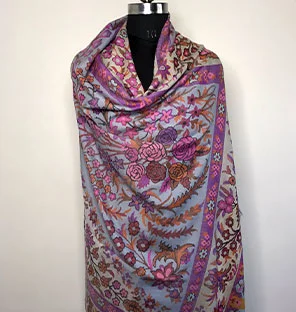 Natural Kani Hand Weave Pure Pashmina Long Shawl