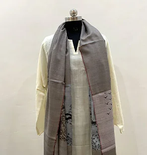 Grey Pashmina/Cashmere Kani Shawl