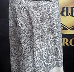 Black and White Aari Pashmina Shawl,